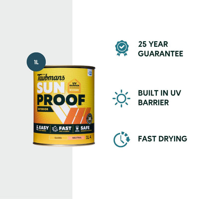Taubmans 1L Neutral Gloss Sunproof Exterior Paint - Water-Based - UV Protection