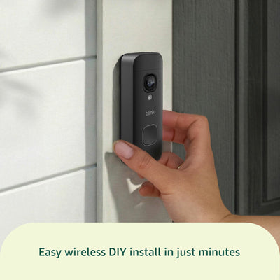 Blink 2K+ Video Doorbell and Mini 2K+ Camera Set with Outdoor Adaptor, Black, B0H2XCV2FJ