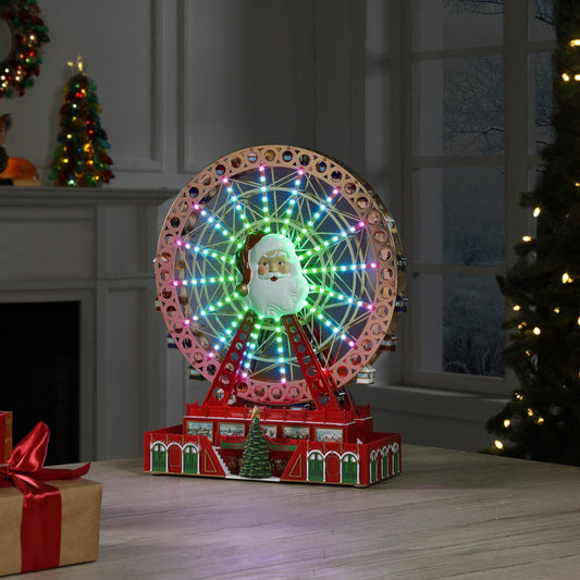 Mr Christmas RGB Santa Ferris Wheel Animated Musical Decoration with 128 Colour LEDs and Remote
