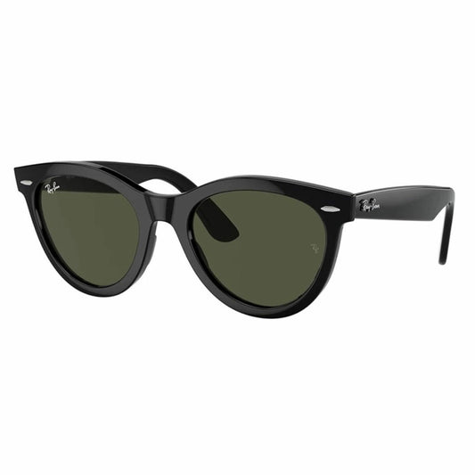 Ray-Ban Wayfarer Way RB2241F 901/31 Men's Sunglasses Polished Black Frame Solid Green Lenses 54mm