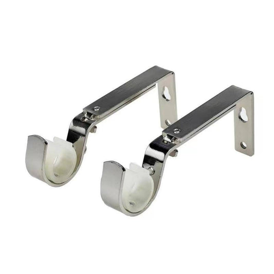 Pillar Adjustable Universal Curtain Rod Bracket - 25mm & 32mm - Brushed Chrome - 1 Pair - Easy Installation