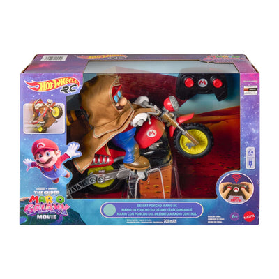 Hot Wheels RC Super Mario Desert Poncho Motorcycle with One-Touch Wheelie Remote Control Toy