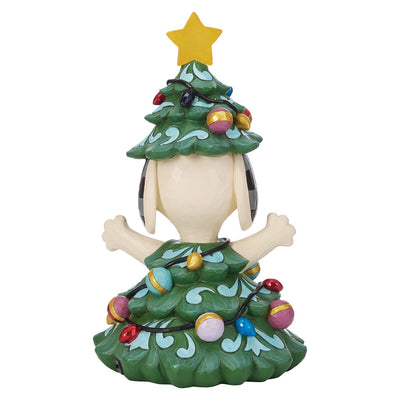 Jim Shore Peanuts Snoopy Christmas Tree Figurine, Hand-Painted Stone Resin with LED Star 37.5cm