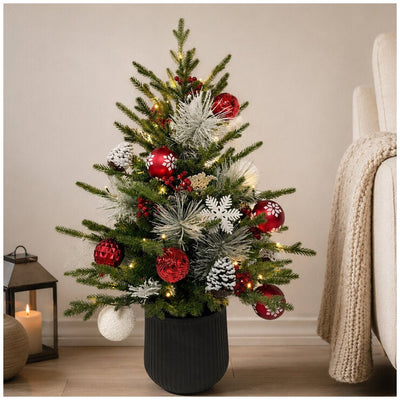 CGH Pre-Lit LED Decorated Christmas Pine Tree 910mm with 70 Warm White Lights