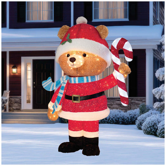 LED Pop Up Santa Bear 2.2m Light-Up Christmas Yard Decoration with Scarf and Candy Cane