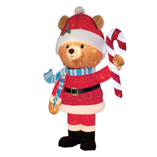 LED Pop Up Santa Bear 2.2m Light-Up Christmas Yard Decoration with Scarf and Candy Cane — image 2