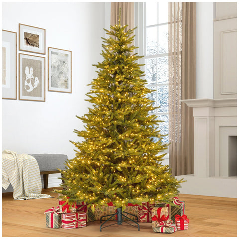 Pre-Lit Abies Artificial Christmas Tree 2.28m with 1,400 Colour-Changing Micro LED Lights and Remote