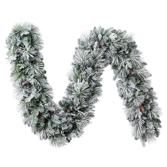 Pre-Lit Flocked Christmas Garland 2.7m with 150 Colour Changing Micro LED Lights, Timer and Dimmer — image 2