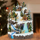 Snowy Woodland Village Holiday Figurine 47cm with Rotating Christmas Tree, Lights and 8 Songs