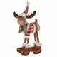 Standing Moose Christmas Statue 86.3cm Plush Figure with Knit Sweater, Scarf and Faux Fur Trim