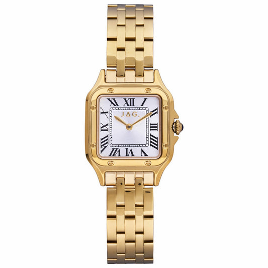 JAG Riana Women's Watch with Gold Tone Square Case, White Dial and Japanese Quartz Movement J2816A
