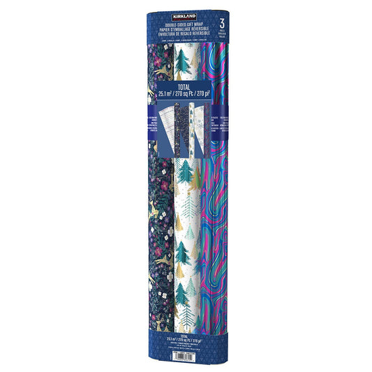 Kirkland Signature Opulent Gift Wrap 2 x 3 Pack, 6 Double-Sided Rolls 69cm x 12.04m