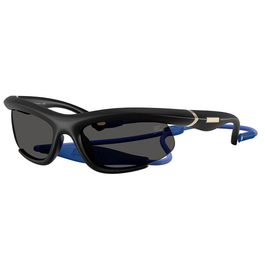 Burberry BE4462 345287 Women's Sunglasses, Black Irregular Frame, Dark Grey Lenses with Strap
