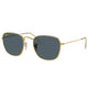 Ray-Ban Frank RB3857 9196R5 Men's Sunglasses Gold Square Metal Frame with Blue Lenses 51mm