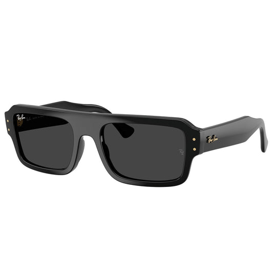 Ray-Ban RB4454F 667748 Lukas Men's Sunglasses, Black Polarised Lenses, Rectangle Acetate Frame
