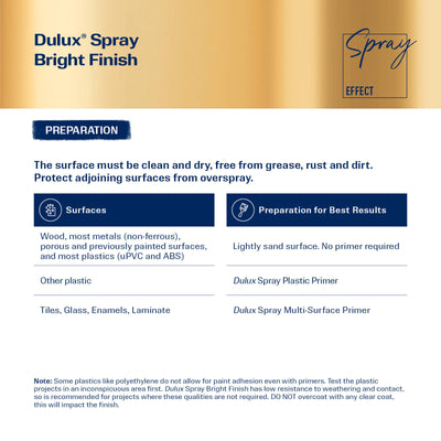 Dulux Gold Bright Finish Effects Spray Paint 300g - 0.3L - Fast Drying
