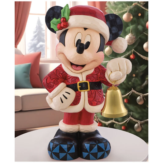 Jim Shore Disney Santa Mickey Mouse With Bell Statue 42cm Hand-Painted Stone Resin Christmas Decor — image 2