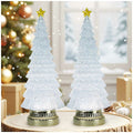 Glitter LED Christmas Trees 38cm Set of 2, Battery Operated with Timer and Colour Changing Lights
