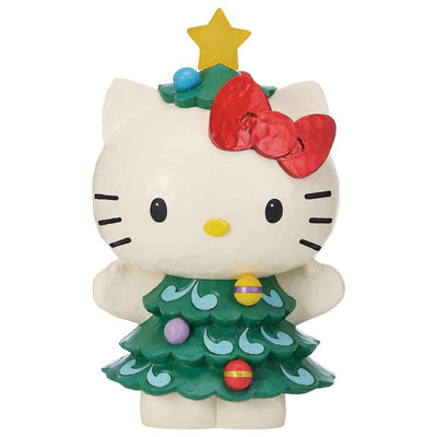 Jim Shore Hello Kitty Christmas Tree Figurine 37cm, Hand-Painted Stone Resin with LED Star