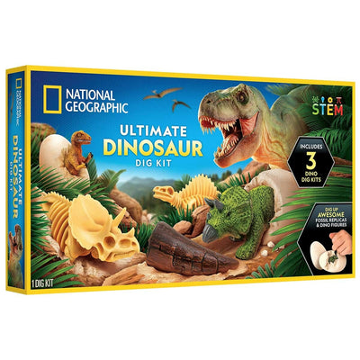 National Geographic Ultimate Dinosaur Dig Kit with 3 Dig Bricks, T. Rex Tooth Replica and STEM Guide