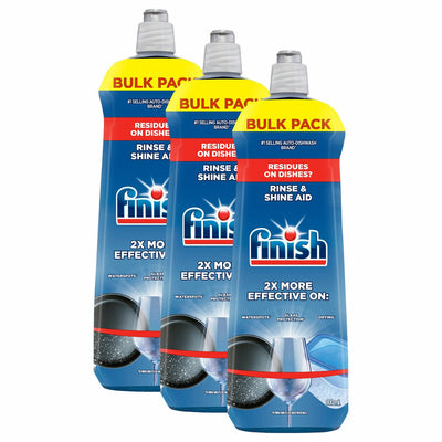 Finish Rinse and Shine Aid Dishwasher Rinse Aid 3 x 800ml Pack for Drier, Shinier Dishes