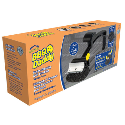 Scrub Daddy BBQ Daddy Steam Cleaning Grill Scrubber, Bristle-Free with Steel Scraper and Refill Head