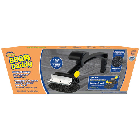Scrub Daddy BBQ Daddy Steam Cleaning Grill Scrubber, Bristle-Free with Steel Scraper and Refill Head