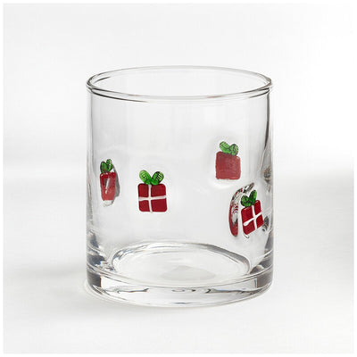Pandex Holiday Glass 4 Piece Set 414ml with Candy Cane, Gingerbread Man, Christmas Tree and Gift Designs