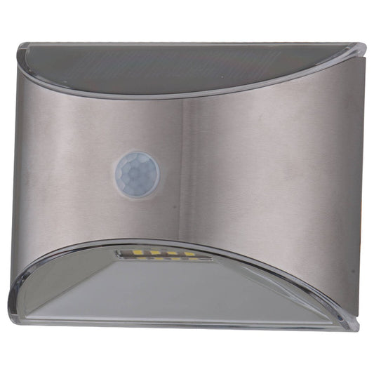 Arlec Solar Wall Light with Motion Sensor - 50 Lumens - Brushed Chrome - 100mm