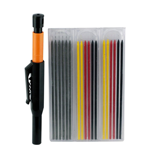 Craftright Carpenter Pencil Set - 19 Pieces - 2.8mm Refills - Grey Black Red Yellow - Auzzistore