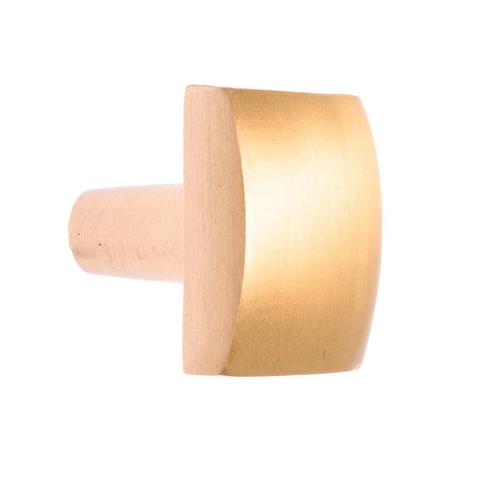Lane Brass Curved Square Knob - 32.62mm x 33.06mm - Matte Brass