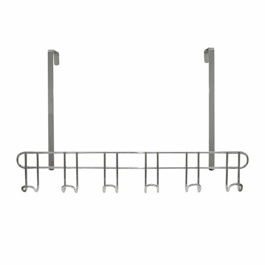 Adoored Hook Rack - 6 Hooks - Polished Chrome - Over the Door