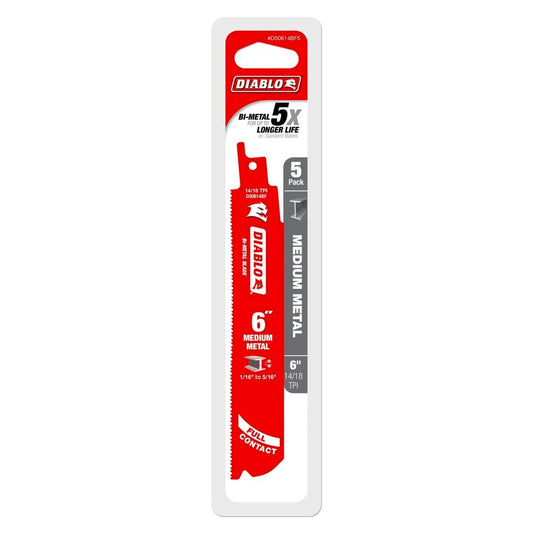 Diablo Reciprocating Saw Blades - 6" - Bi-Metal - Medium Metal Cutting - 5 Pack