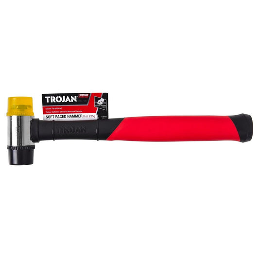Trojan Fibreglass Soft Face Hammer 8oz 225g - Ergonomic Handle - Multi - Auzzistore