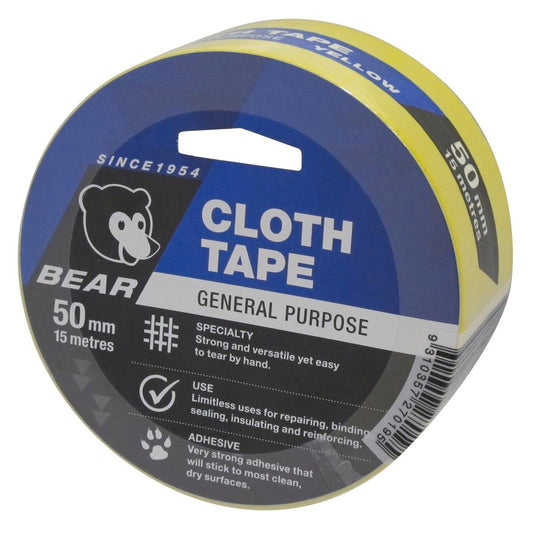 Norton Bear Cloth Tape - 50mm x 15m - Yellow - Strong Adhesive - Flexible - Auzzistore