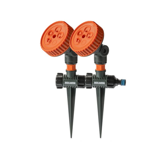 Holman 5 Function Sprinkler on Spike Twin Pack - 25m² Coverage - Adjustable Spray - Auzzistore