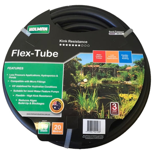 Holman Flex Tube 13mm x 20m Black PVC UV Stabilised Kink Resistant - Auzzistore