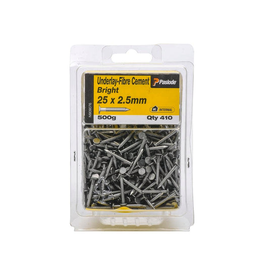 Paslode Underlay Cement Nails 25 x 2 5mm Bright Steel 410 Pack - Auzzistore