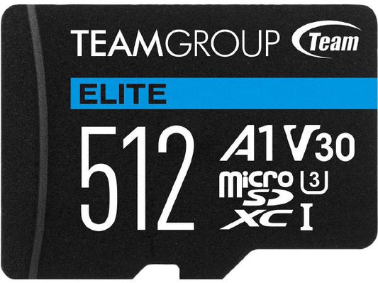 512GB Team Group Elite MicroSDXC Card with SD Adapter - Fast R/W Speeds, V30, UHS-I U3 | Auzzi Store