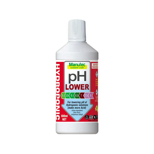 Manutec Hydroponic pH Lower - 600ml - Acid Based - Nutrient Uptake - Auzzistore