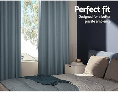 Artiss 2X Blockout Curtains Eyelet 180x213cm Grey