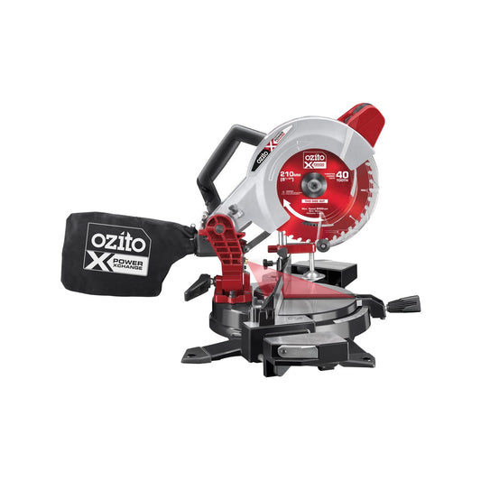 Ozito PXC 210mm 18V Compound Mitre Saw - Cordless, Lightweight, Red/Black – view 2 - Auzzistore