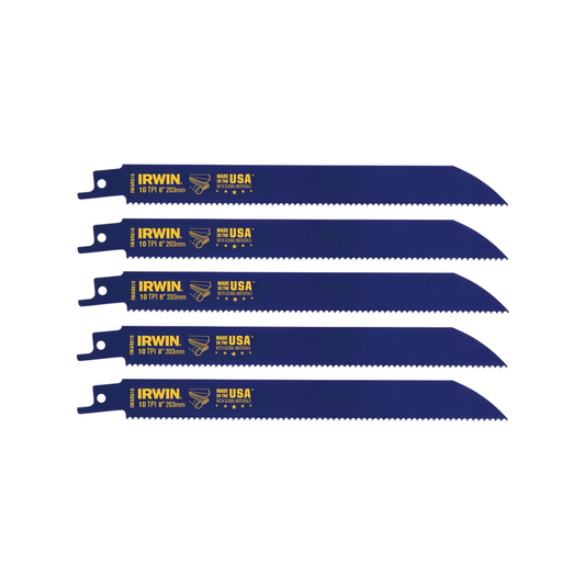 Irwin Bi Metal Reciprocating Saw Blade 5 Pack - 8" 10tpi - Black – view 2