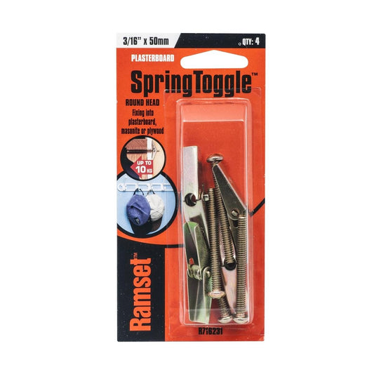 Ramset Spring Toggle 3 16 x 50mm Gold Steel High Load 4 Pack - Auzzistore