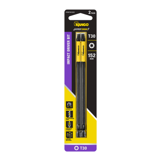 Kango 152mm TX30 HYPERTORQUE Impact Driver Bits 2 Pack - High Torque, Magnetised Tips - Auzzistore