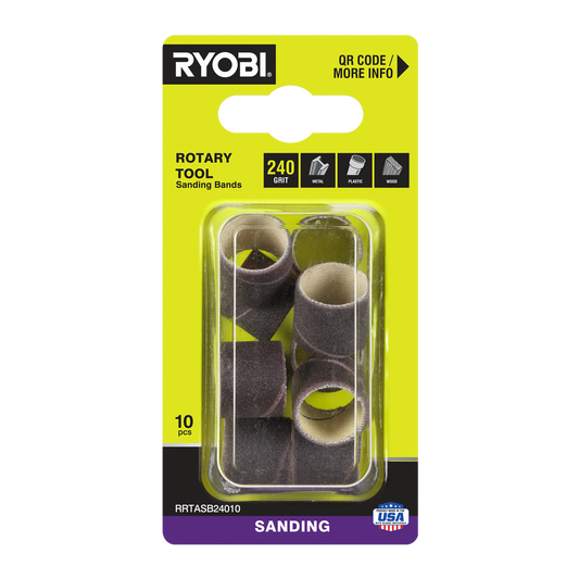 Ryobi 240 Grit Sanding Band 10 Pack - 38mm x 1mm - Surface Preparation - Auzzistore