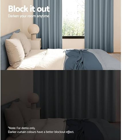 Artiss 2X Blockout Curtains Eyelet 180x213cm Grey