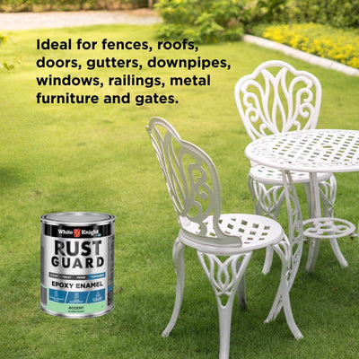 White Knight Rust Guard 1L Accent Gloss Epoxy Enamel Paint - UV-Resistant - Durable Coating