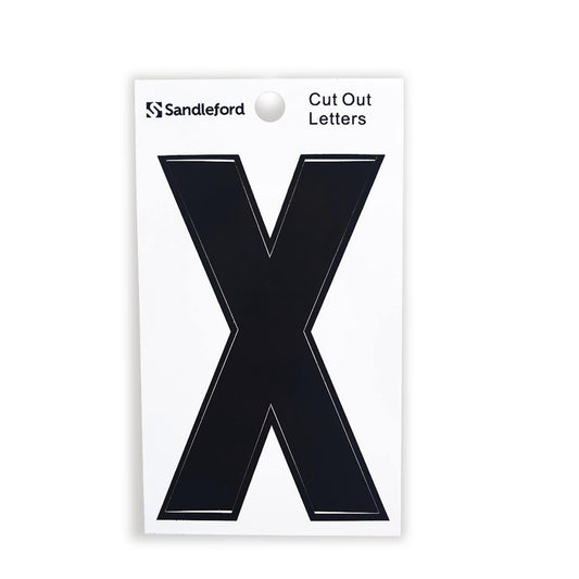 Sandleford 85mm Black Cut Out Self Adhesive House Letter X - Durable Polycarbonate - Auzzistore
