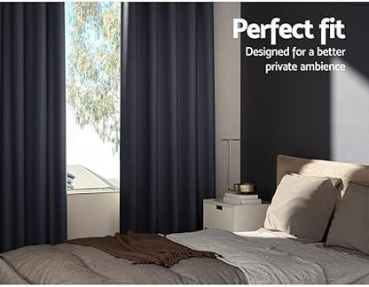 Artiss 2X Blockout Curtains Eyelet 300x230cm Grey